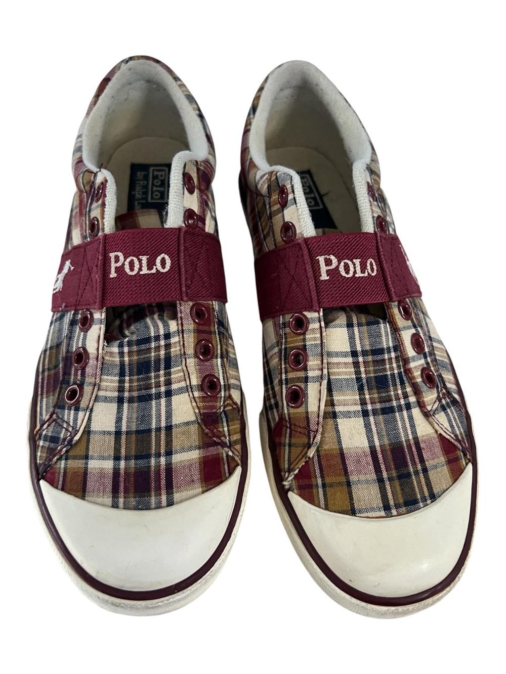 Polo by Ralph Lauren Burgundy Plaid Slip-On Sneaker